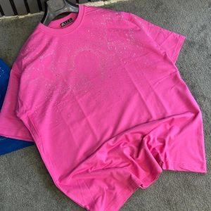 تیشرت پارچه دورس فول نگین صورتی