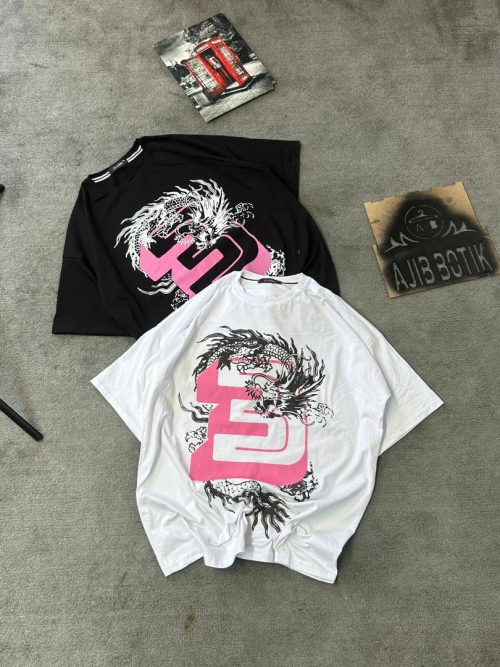 تیشرت پنبه باکسی طرح 3 مشکی - Image 2