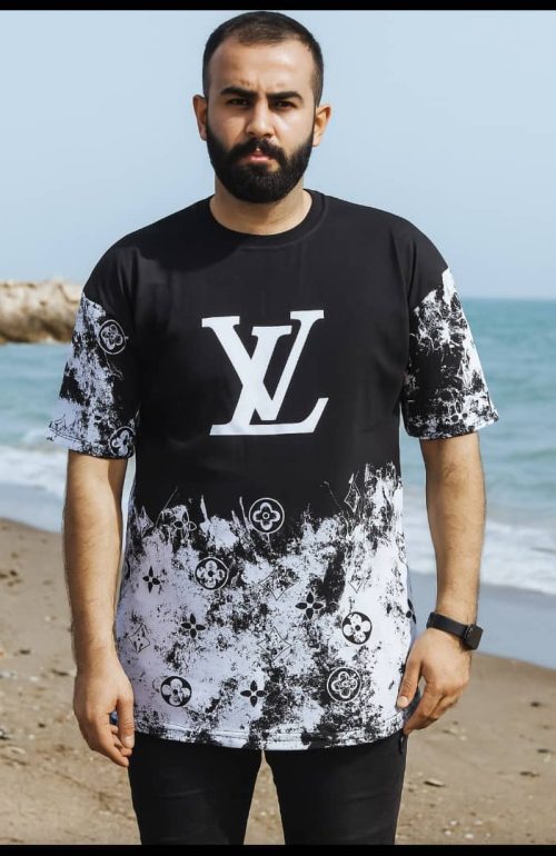 تیشرت پنبه سوپر طرح LV مشکی - Image 2