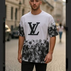 تیشرت پنبه سوپر طرح LV سفید