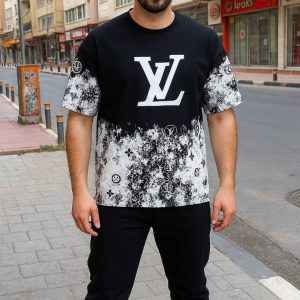 تیشرت پنبه سوپر طرح LV مشکی