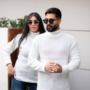 بافت یقه اسکی سفید