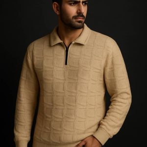 دورس نیم زیب طرح برجسته کرم