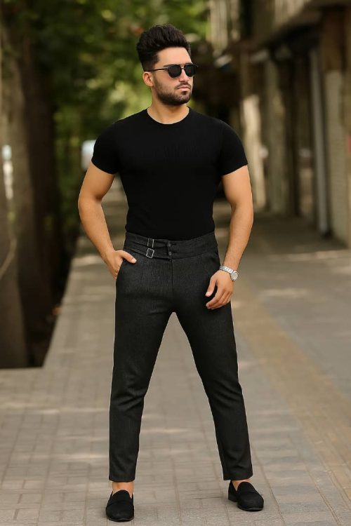 شلوار فاستونی ذغالی سگگ دار سوپرایزی - Image 2