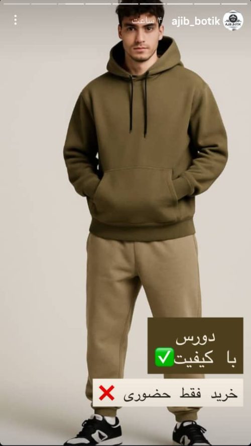 هودی بیسیک سه نخ رنگ نسکافه ای