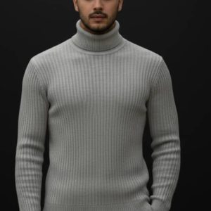 بافت یقه اسکی طوسی روشن