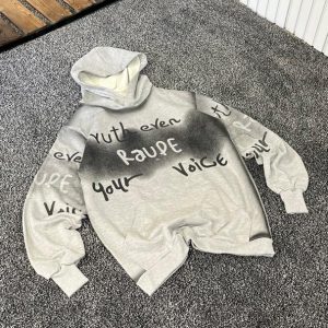 هودی پنبه طوسی نوشته دار