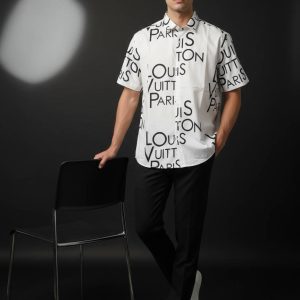 پیراهن  پوپلین طرحدار نوشته درشت