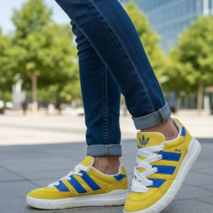 کتونی آدیداس سه خط تمام جیر زرد