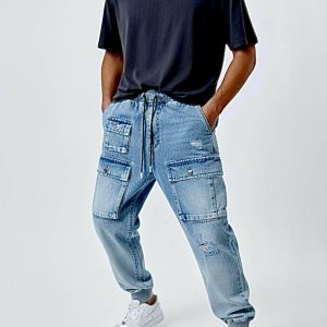 شلوار اسلش جین 6 جیب پایین سنگشور