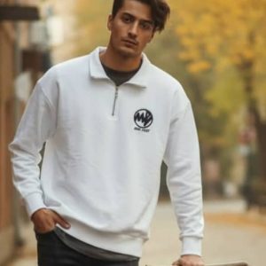 دورس سه نح نیم زیپ استیکردار سفید