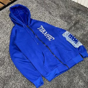 سویشرت تمام زیپ داخل کرکی TERAFFICآبی