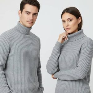 بافت یقه اسکی  طوسی روشن