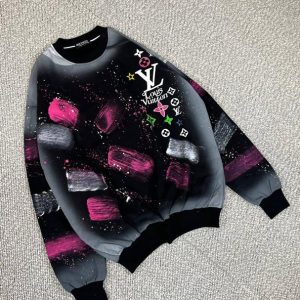 دورس یقه گرد نخ پنبه مشکی طرح LV