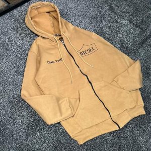 سویشرت تمام زیپ داخل کرکی ONEقهوه ای