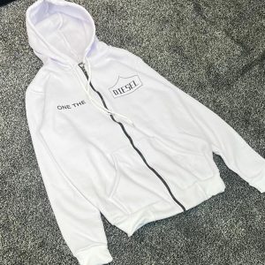سویشرت تمام زیپ داخل کرکی ONEسفید