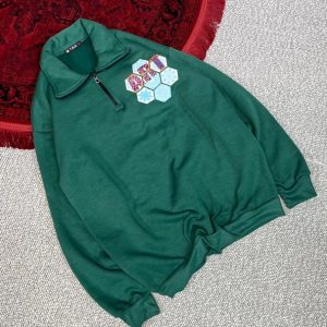 دورس نیم زیپ داخل کرکی زنبوری سبز