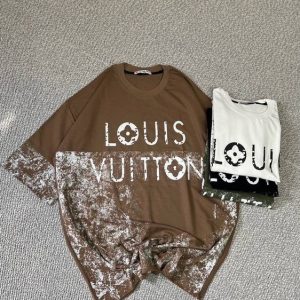 تیشرت پارچه دورس دونخ باکسی لویز قهوه ای