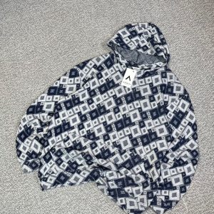 هودی بافت سفید سرمه ای