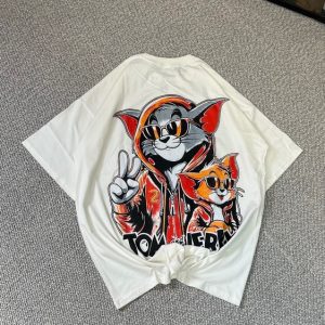 تیشرت پنبه سوپر تام و جری سفید