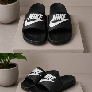 دمپایی تابستانی طرح  NIKE سفید مشکی