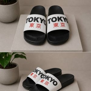 دمپایی تابستانی طرح  TOKYO سفید مشکی