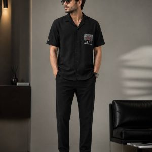 پیراهن مشکی مراکشی یقه انگلیسی