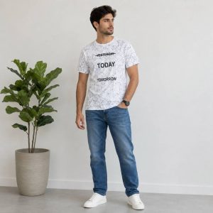 تیشرت نخ پنبه ابروبادی  سفید