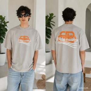 تیشرت پارچه دورس طرح Balenciaga رنگ کرم