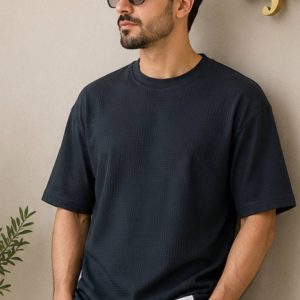 تیشرت پارچه بیسکویتی مشکی ساده