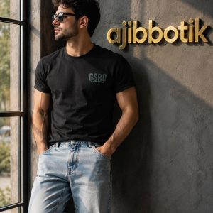 تیشرت پوپلین آستین کش مشکی طرح GSRD