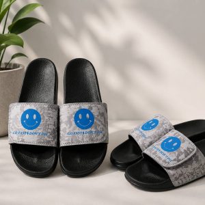 دمپایی تابستانی مشکی طوسی برچسبی