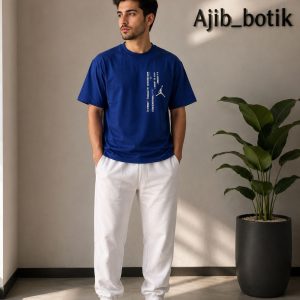 تیشرت نخ پنبه 26 طرح جردن رنگ آبی