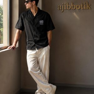 پیراهن باکسی پارچه مازراتی  مشکی