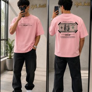 تیشرت دلار تک برگ صورتی