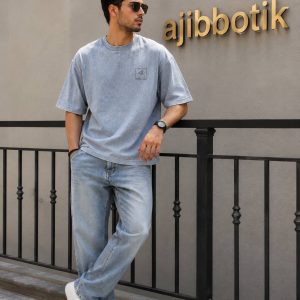 فروش ویژه تیشرت سنگشور پنبه ماکان طوسی روشن
