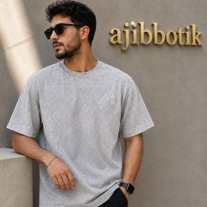 فروش ویژه تیشرت سنگشور پنبه  طرح LOUIS VUITTON طوسی روشن
