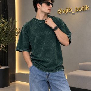 فروش ویژه تیشرت سنگشور پنبه بیسیک یشمی