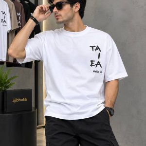 تیشرت نخ پنبه 28  طرح TA/EA رنگ سفید