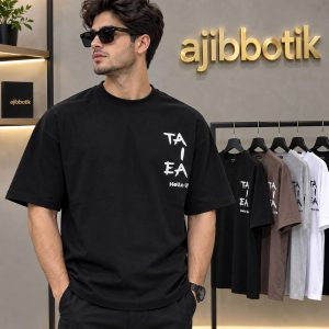 تیشرت نخ پنبه 28  طرح TA/EA رنگ مشکی